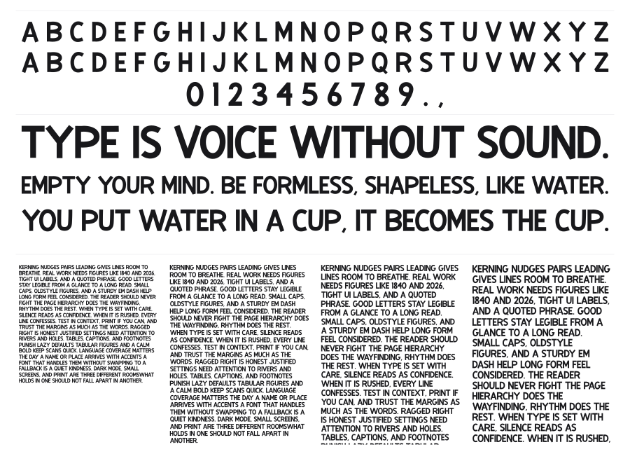 Hello Spark Sans specimen sheet