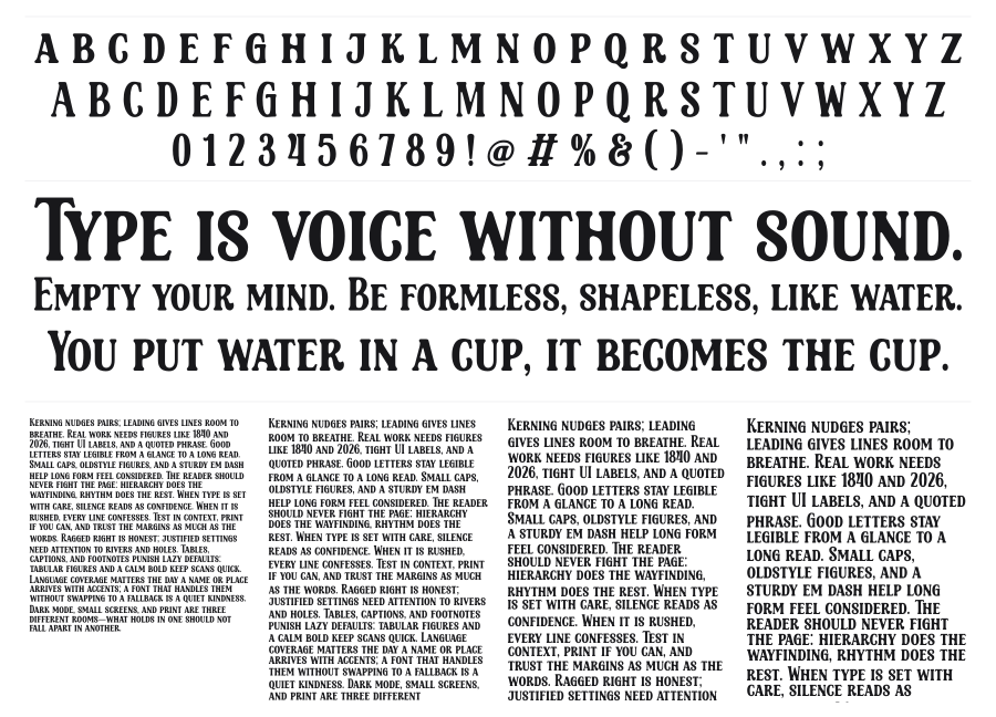 Shelten specimen sheet
