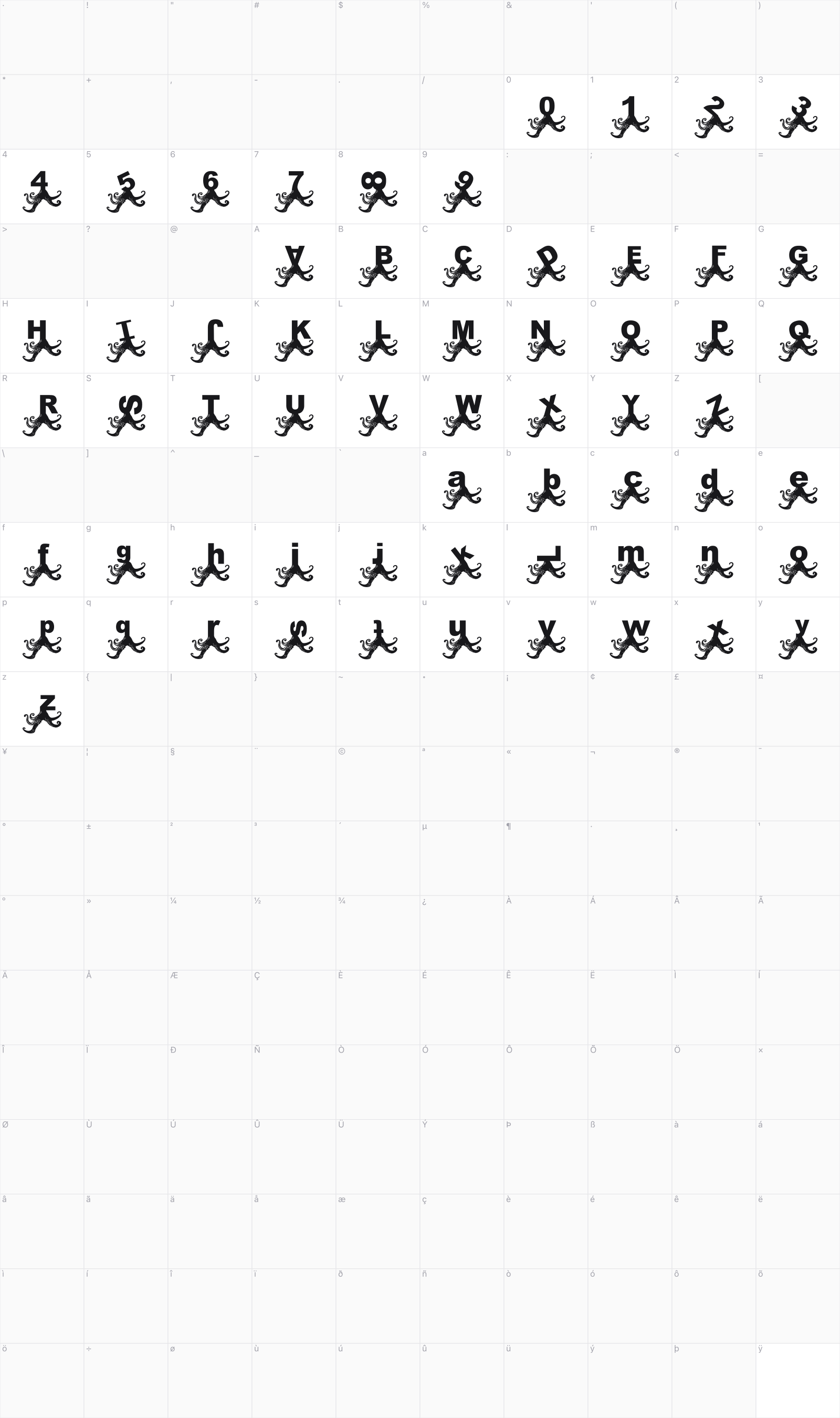 Paul Pulpo glyph table