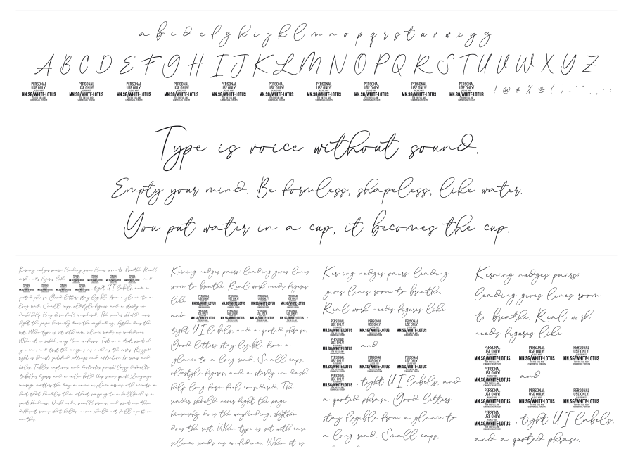 White Lotus specimen sheet