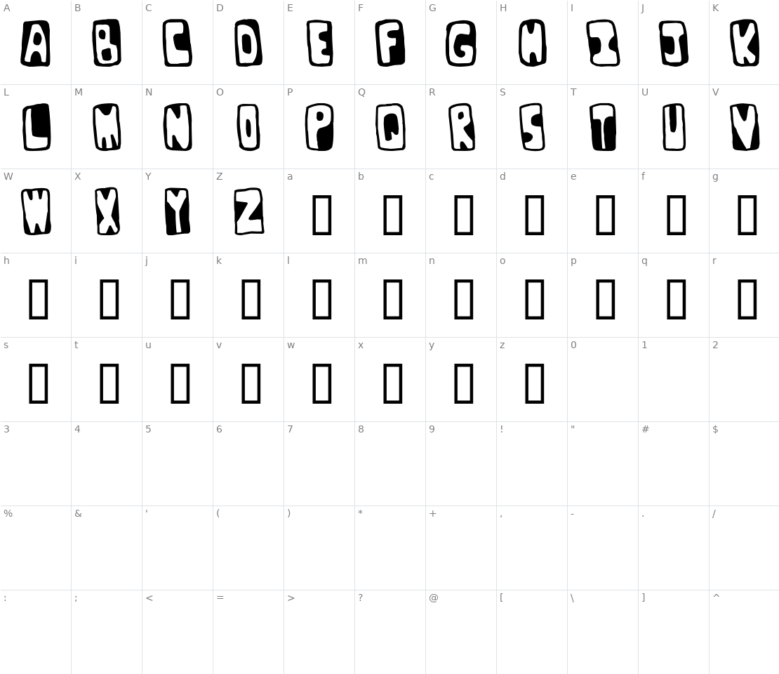 Character set for Bunker