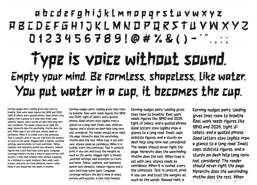 Jansina specimen sheet
