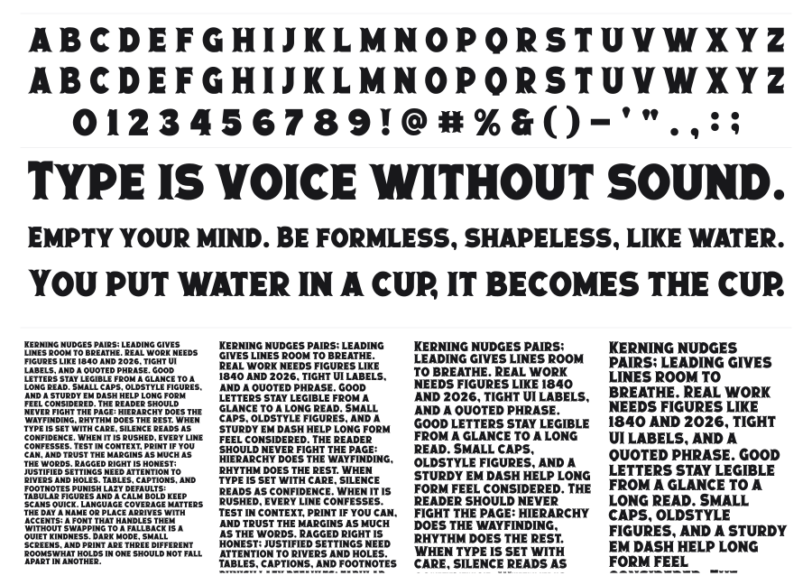 Vermors specimen sheet