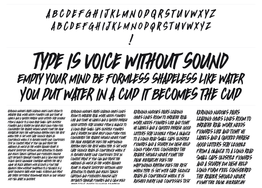 Birada! specimen sheet