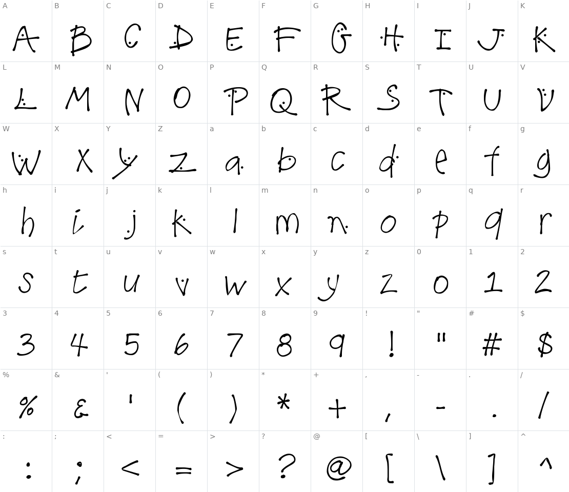 Character set for K26 Lilac Mist