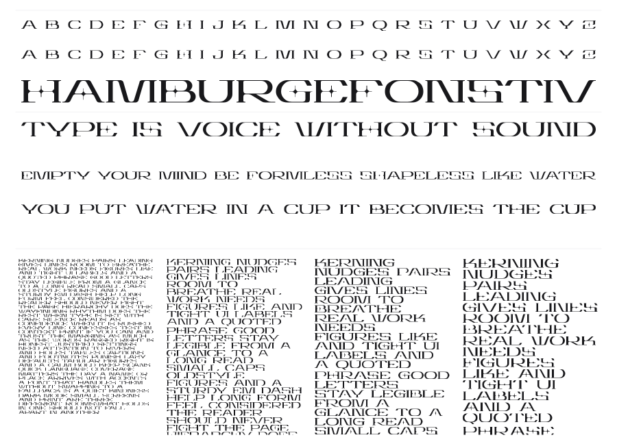 Estoria specimen sheet