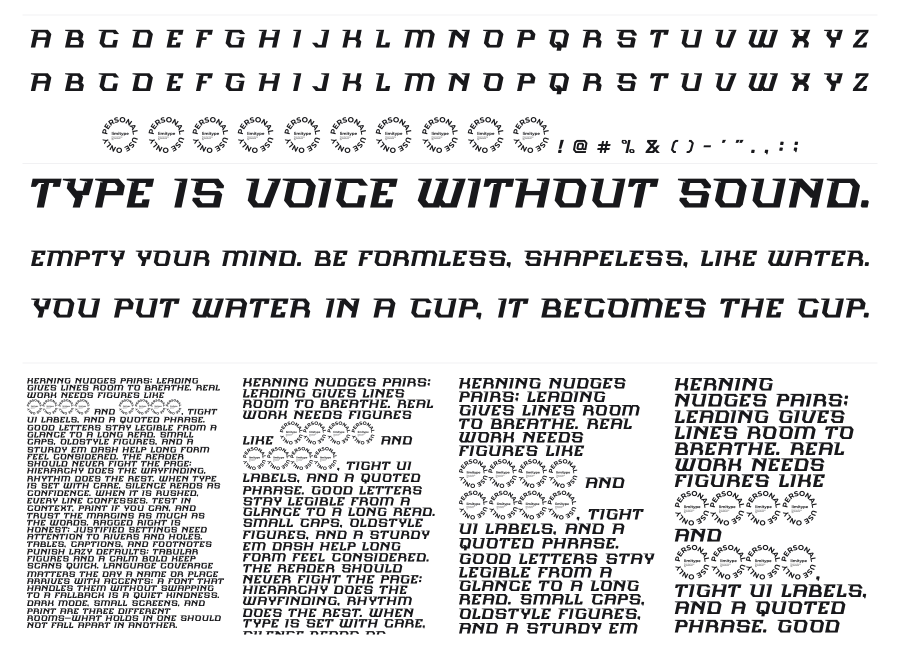 Neosonic specimen sheet