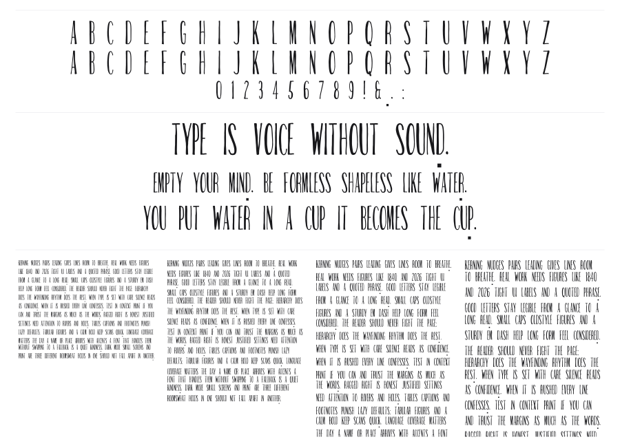 Stem Panini specimen sheet