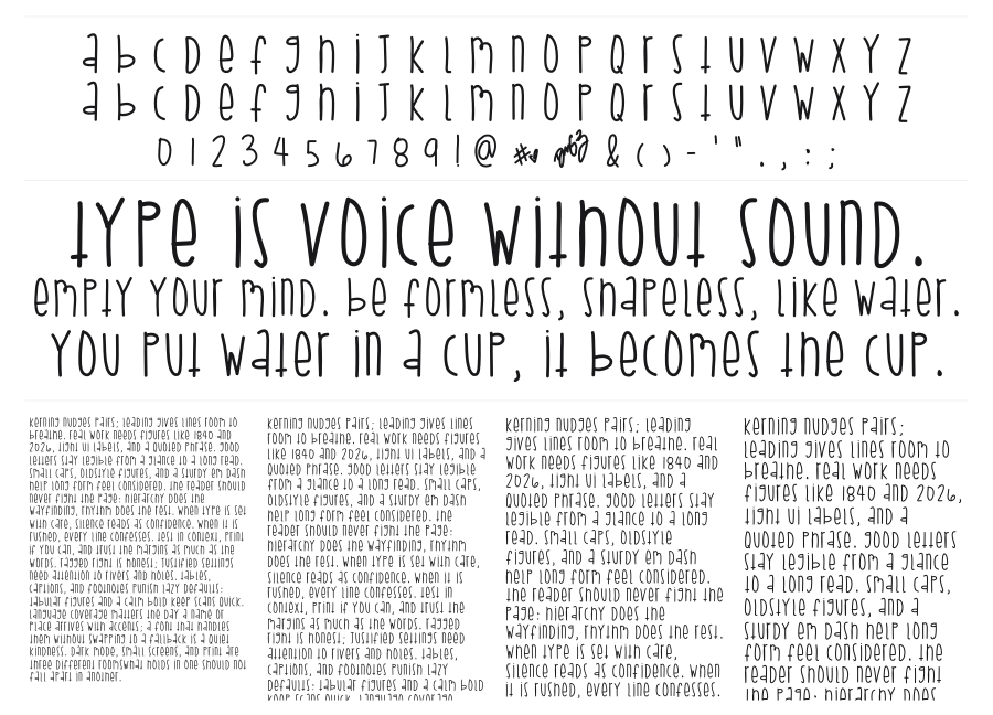 Slime Season specimen sheet