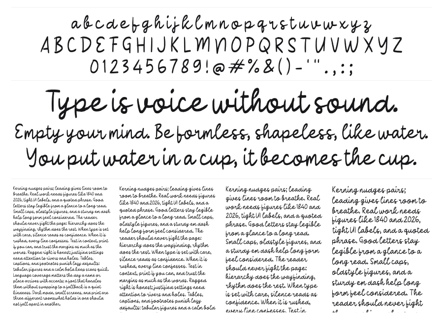 Rabafon specimen sheet
