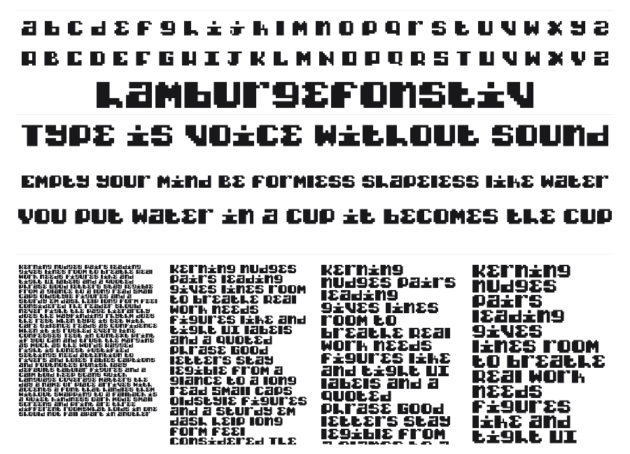 Typo Pixel specimen sheet