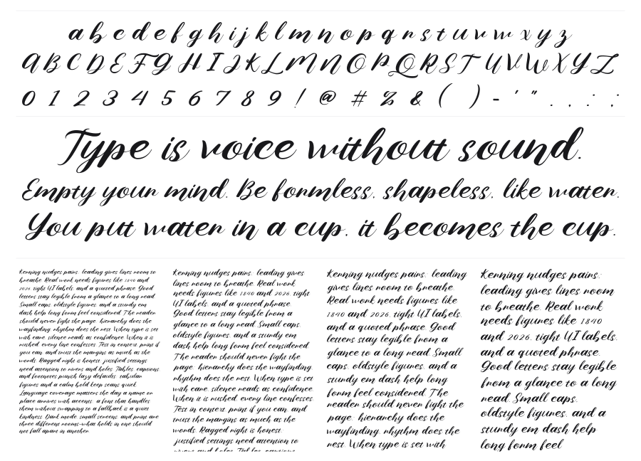 Nona Diana specimen sheet