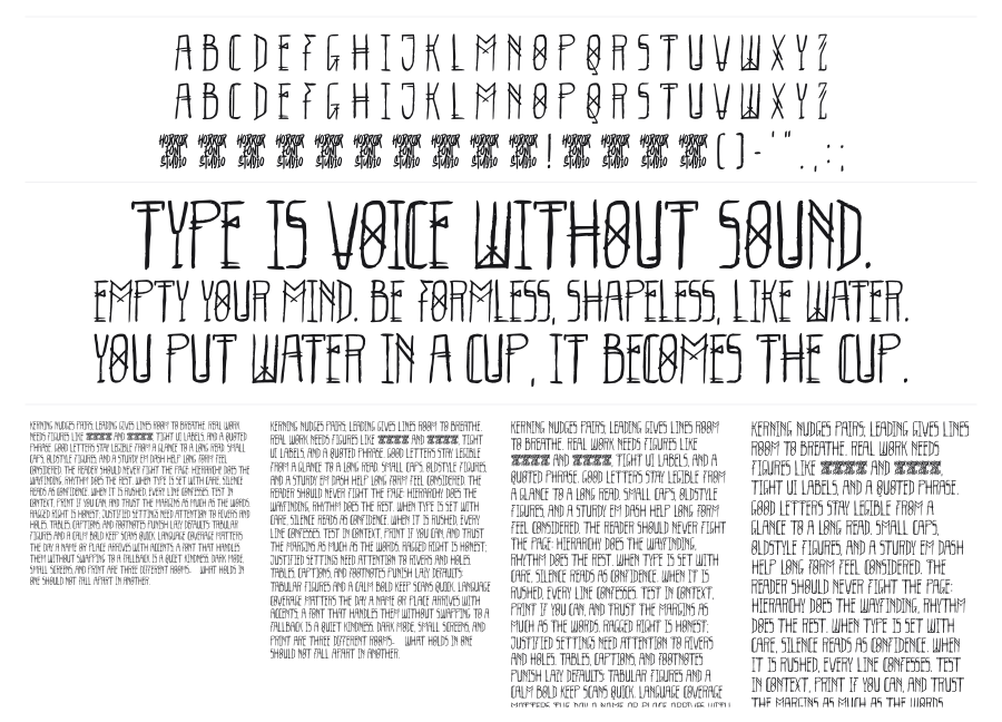Eternum Strokes specimen sheet