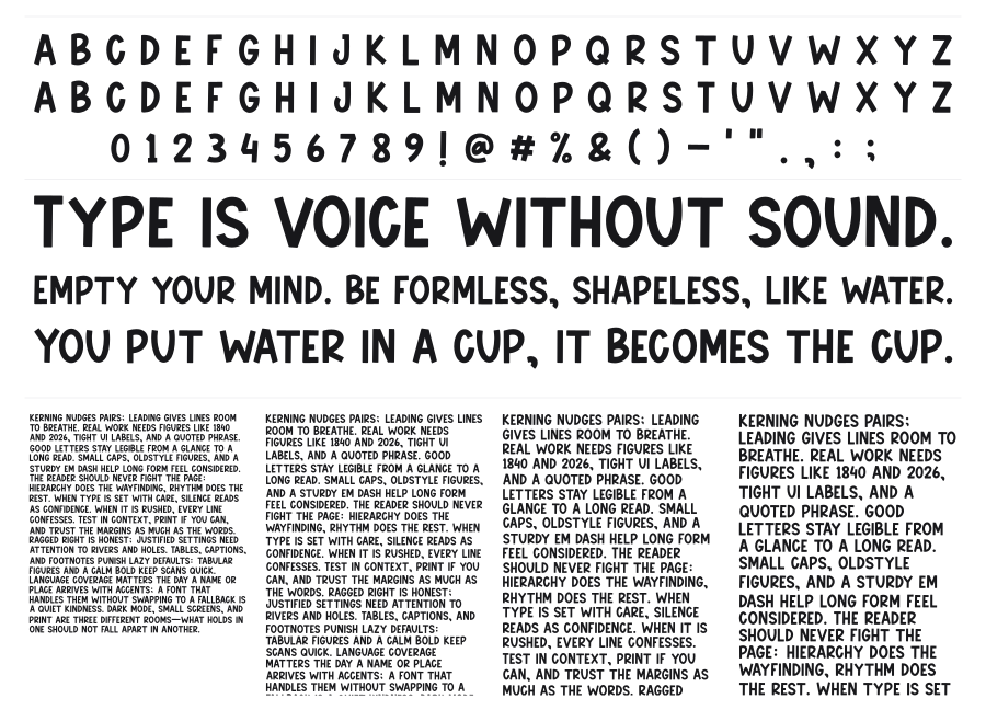 Friends Zone specimen sheet