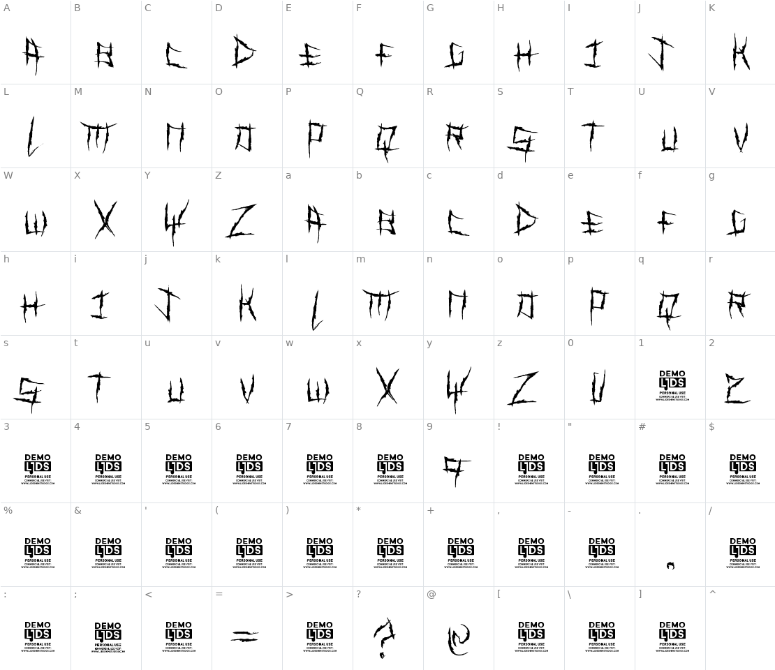 Character set for Demon Killer