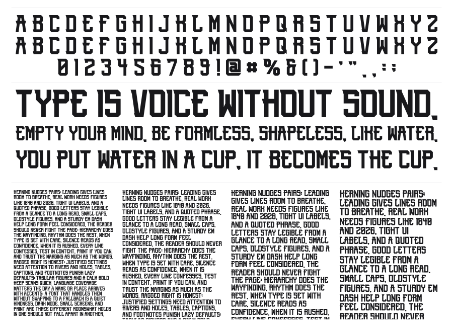 Waruna specimen sheet