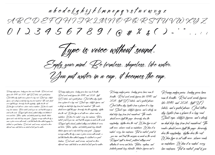 Melttones Stafford specimen sheet