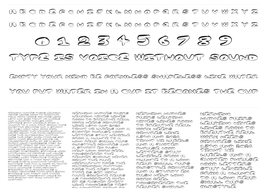 Minus Plus specimen sheet