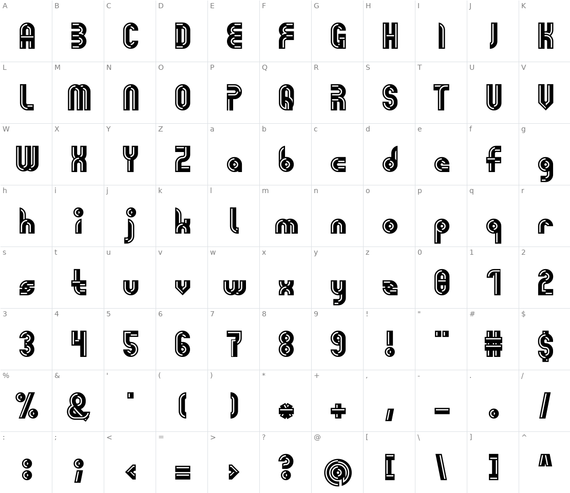 Character set for Giovanni