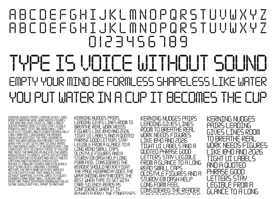 Digital Clock specimen sheet