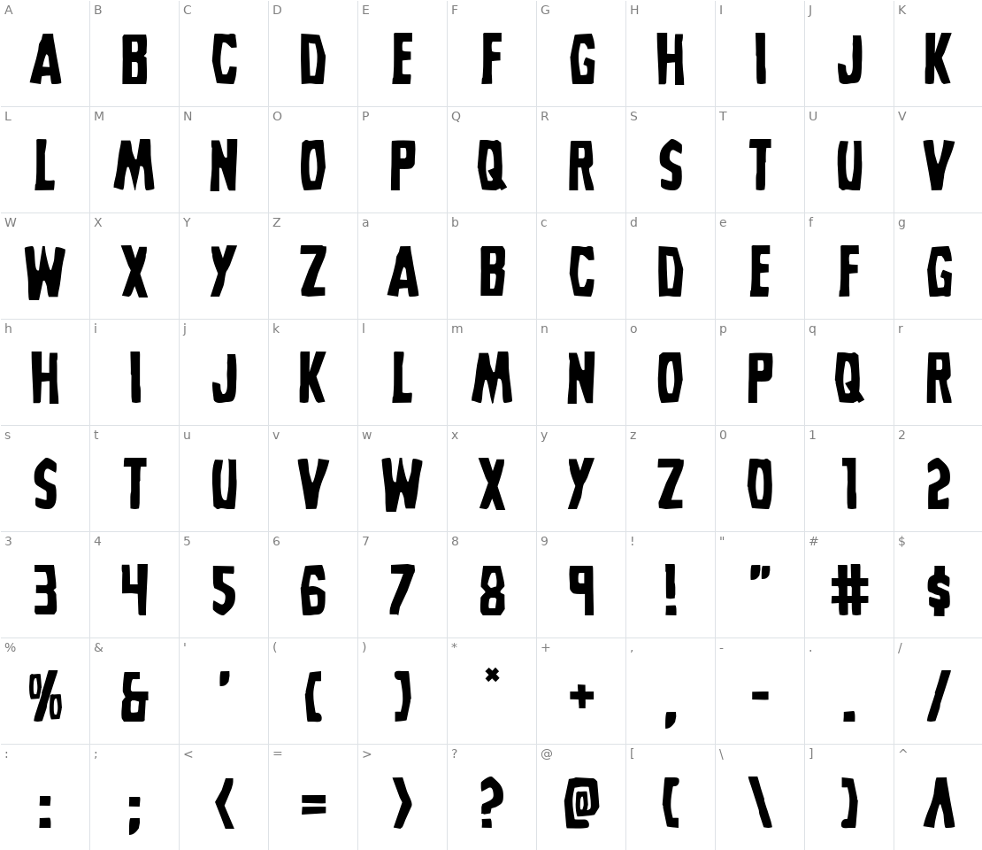 Character set for Grim Ghost