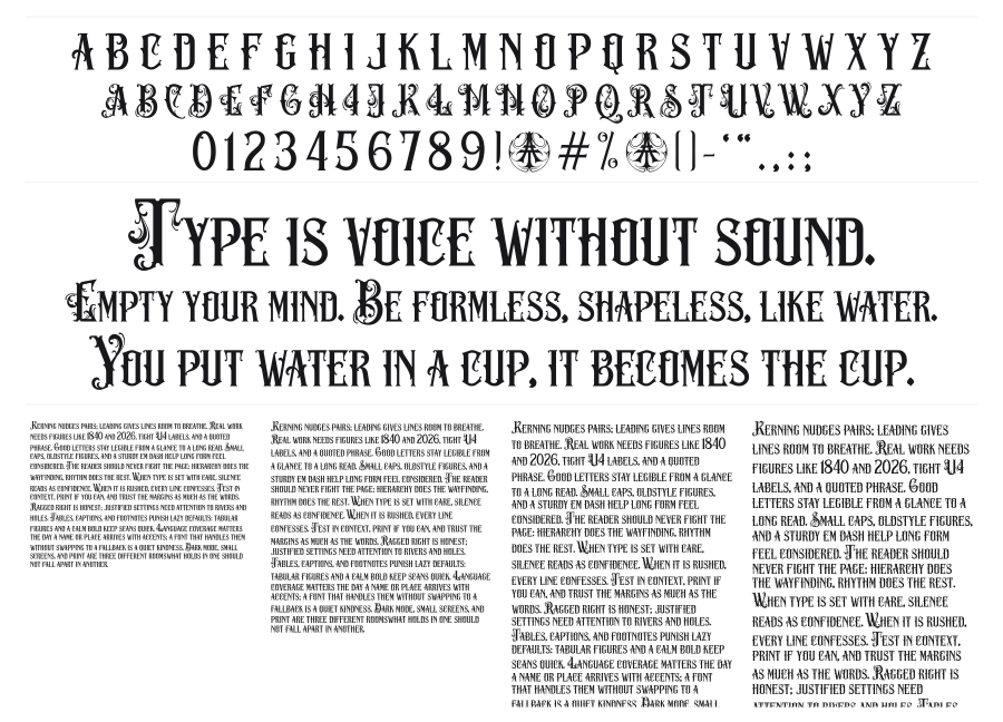 Ved Relret specimen sheet