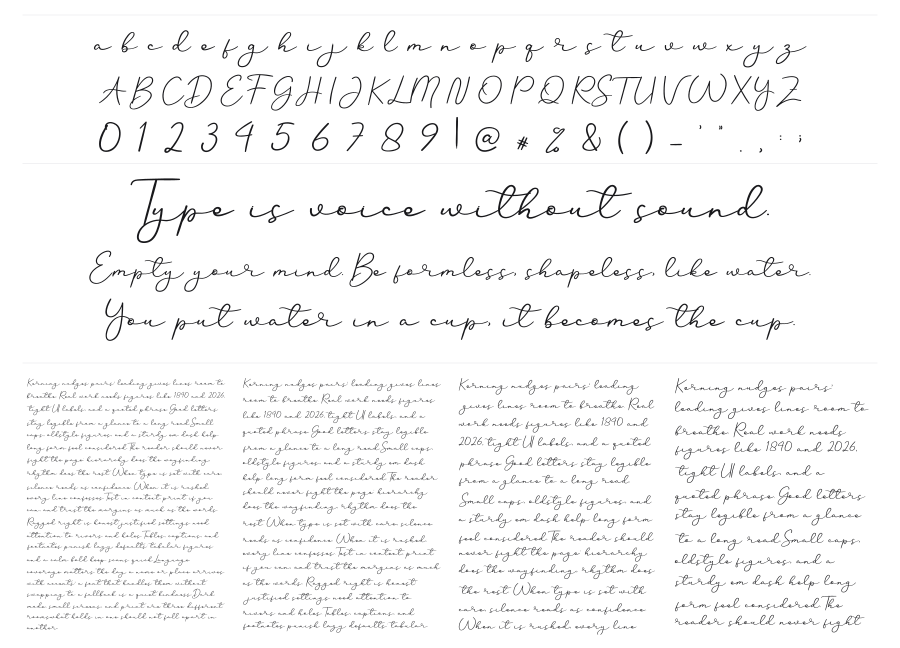 Sweet Sofia specimen sheet