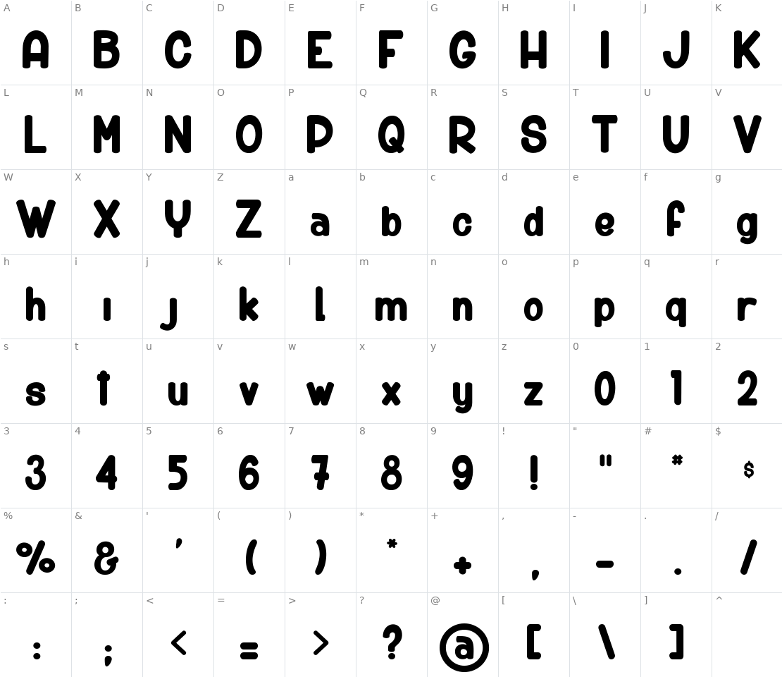 Character set for Big Car Short Gun