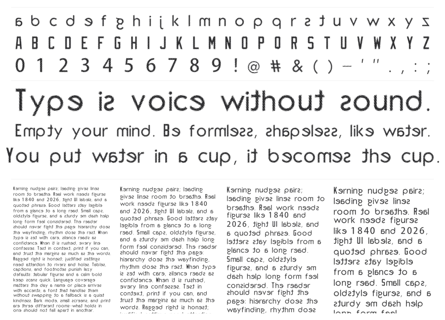 Piegusq specimen sheet