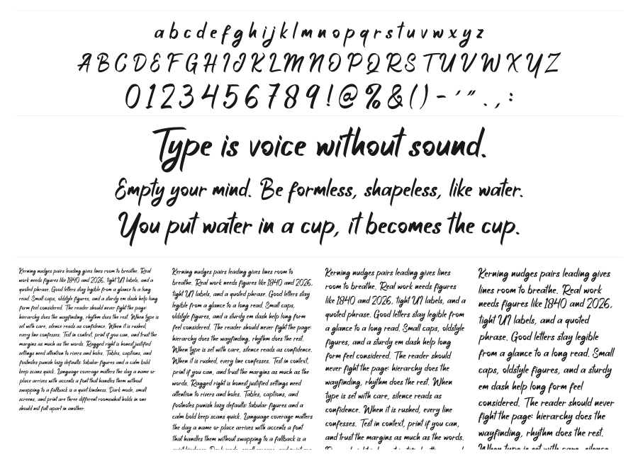 Enthernity specimen sheet