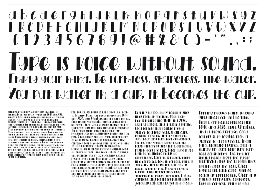 Forest Glamor specimen sheet