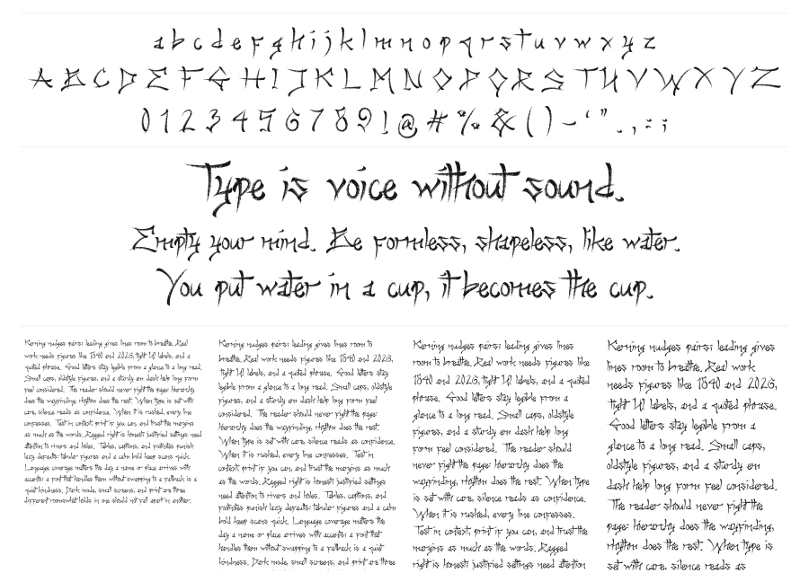 Kareudon specimen sheet