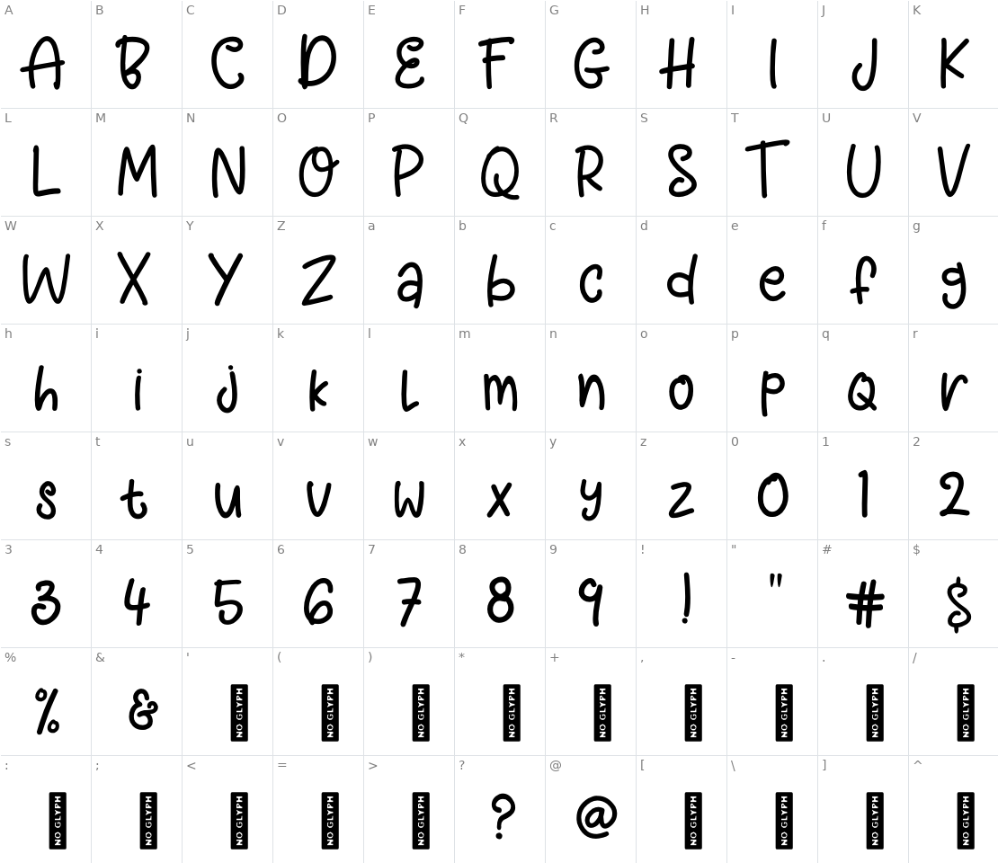 Character set for Fortune Cookies