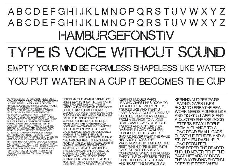 Virtual Bliss specimen sheet