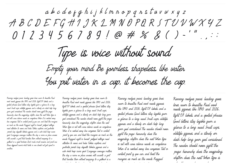 Limestone Ridge Script Press specimen sheet
