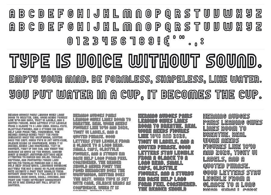 Outfield Pro specimen sheet