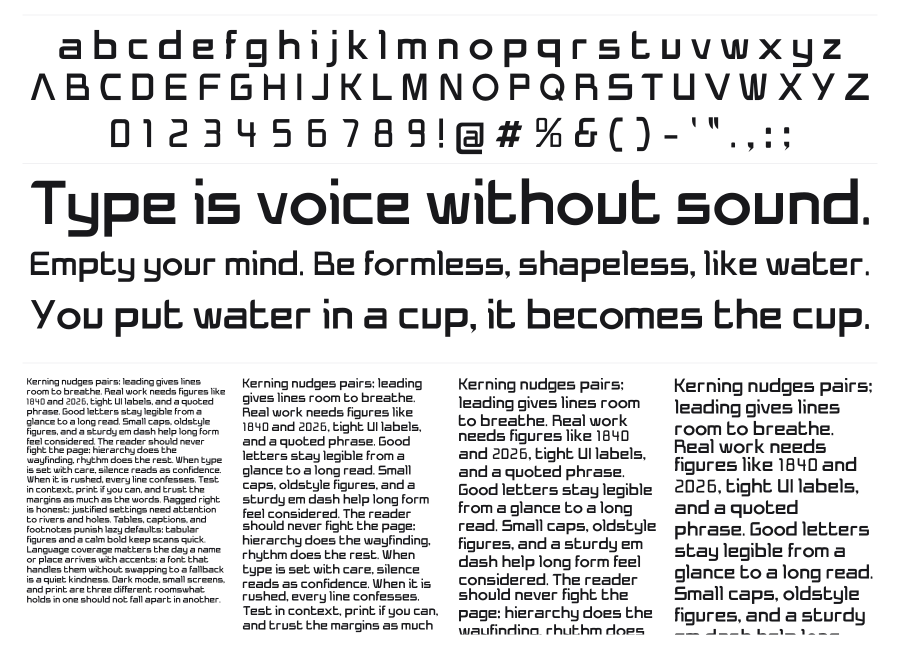 Helios specimen sheet