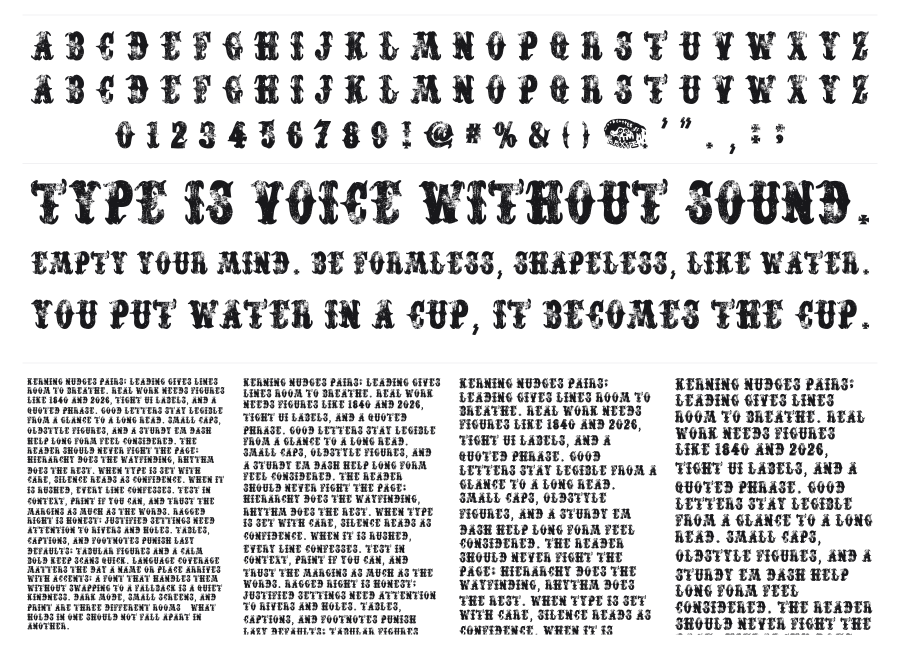 Western Dead specimen sheet
