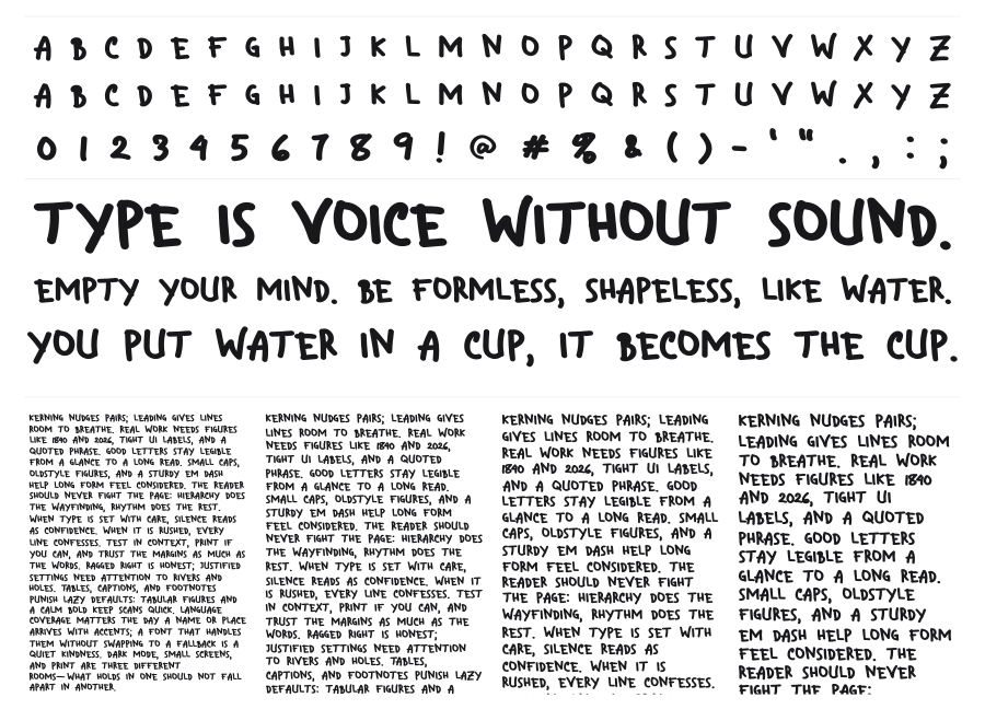 Fruit Squirting Sans specimen sheet
