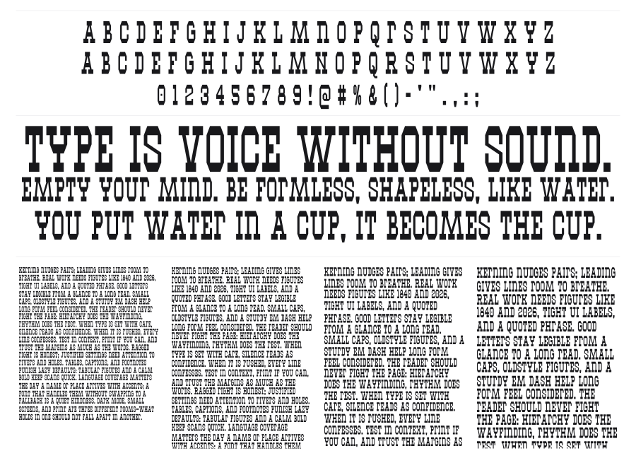 Westhorn specimen sheet