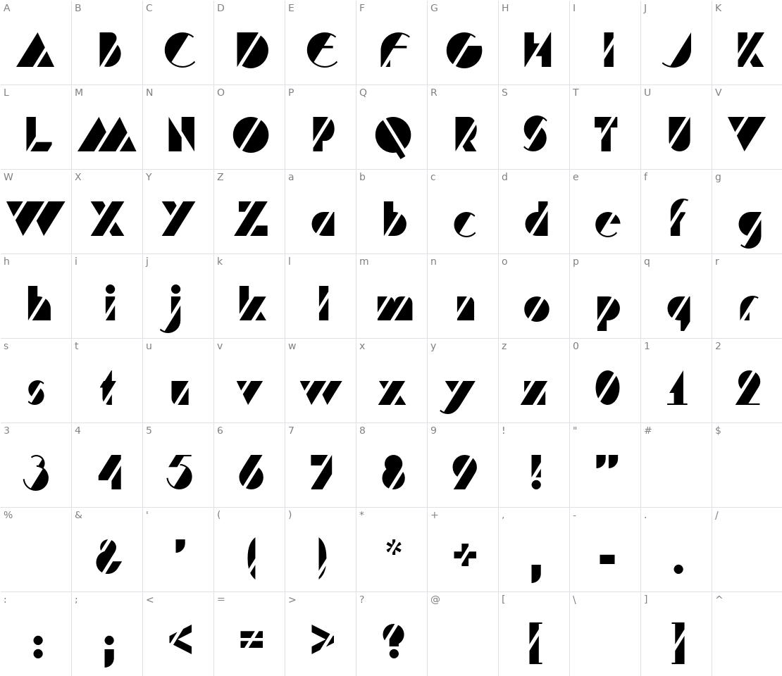 Character set for HFF Code Deco