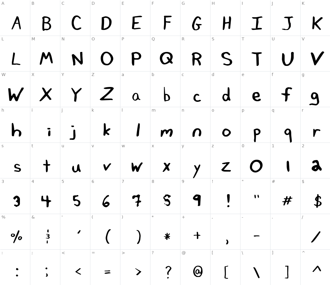 Character set for Tawattype 2