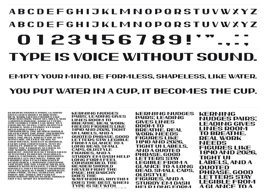 Erratico specimen sheet