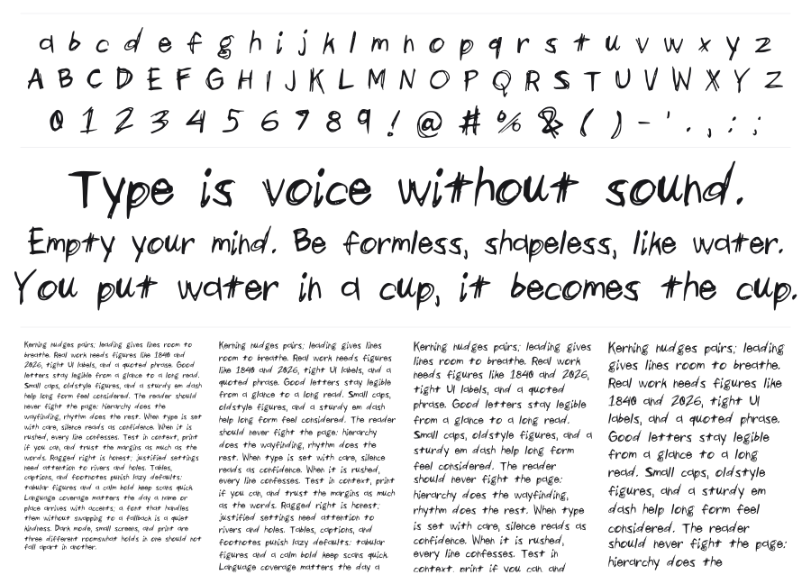 Scribbles and Giggles specimen sheet