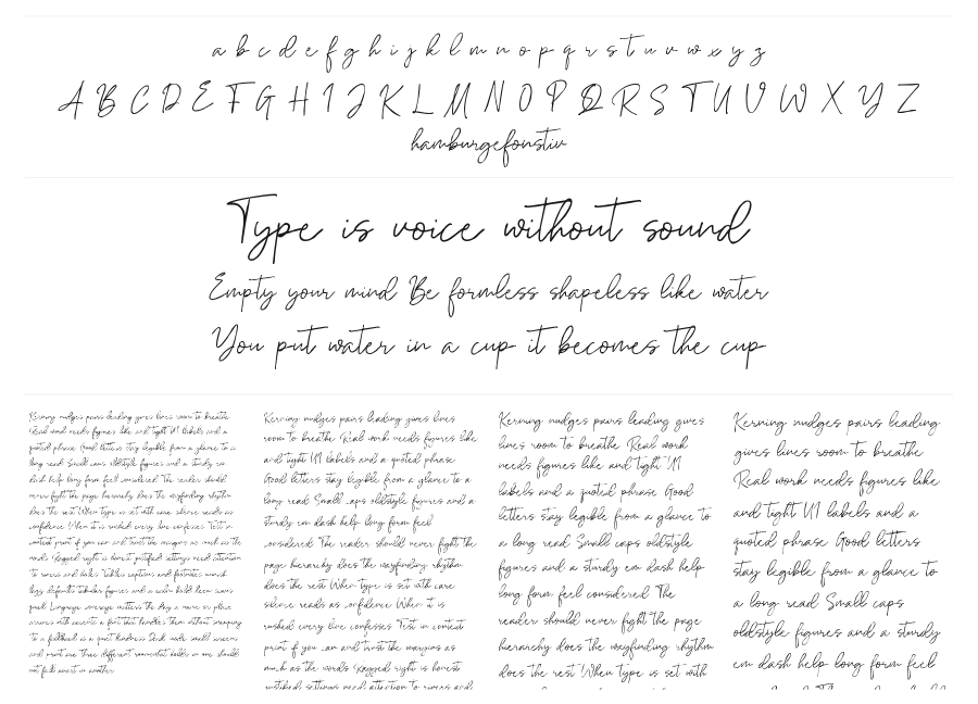 Kottario specimen sheet