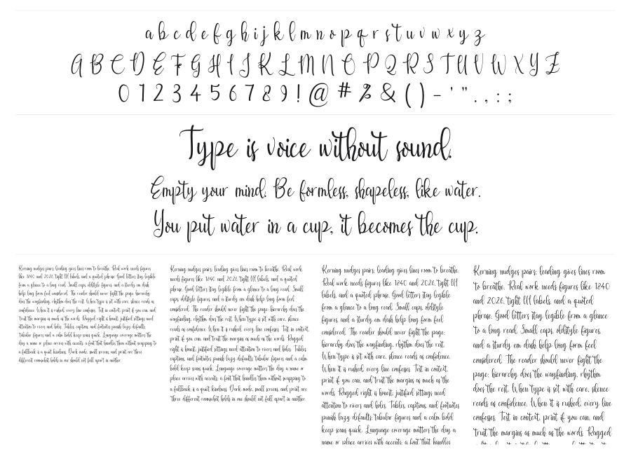 Qayla specimen sheet