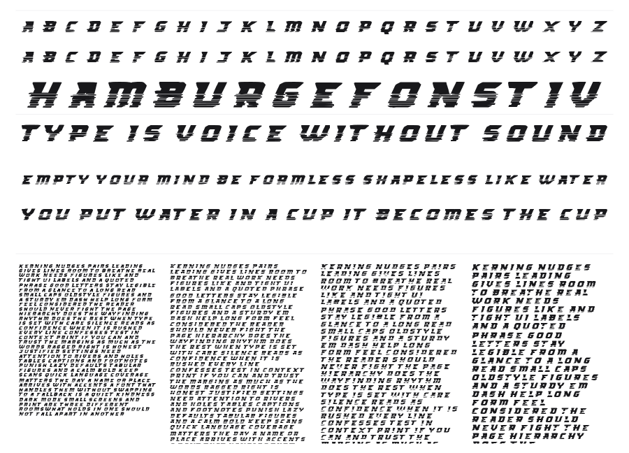 Big Runner specimen sheet