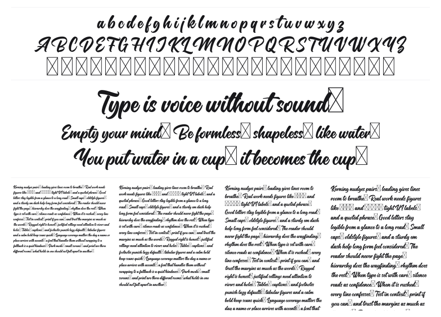 Chairville specimen sheet