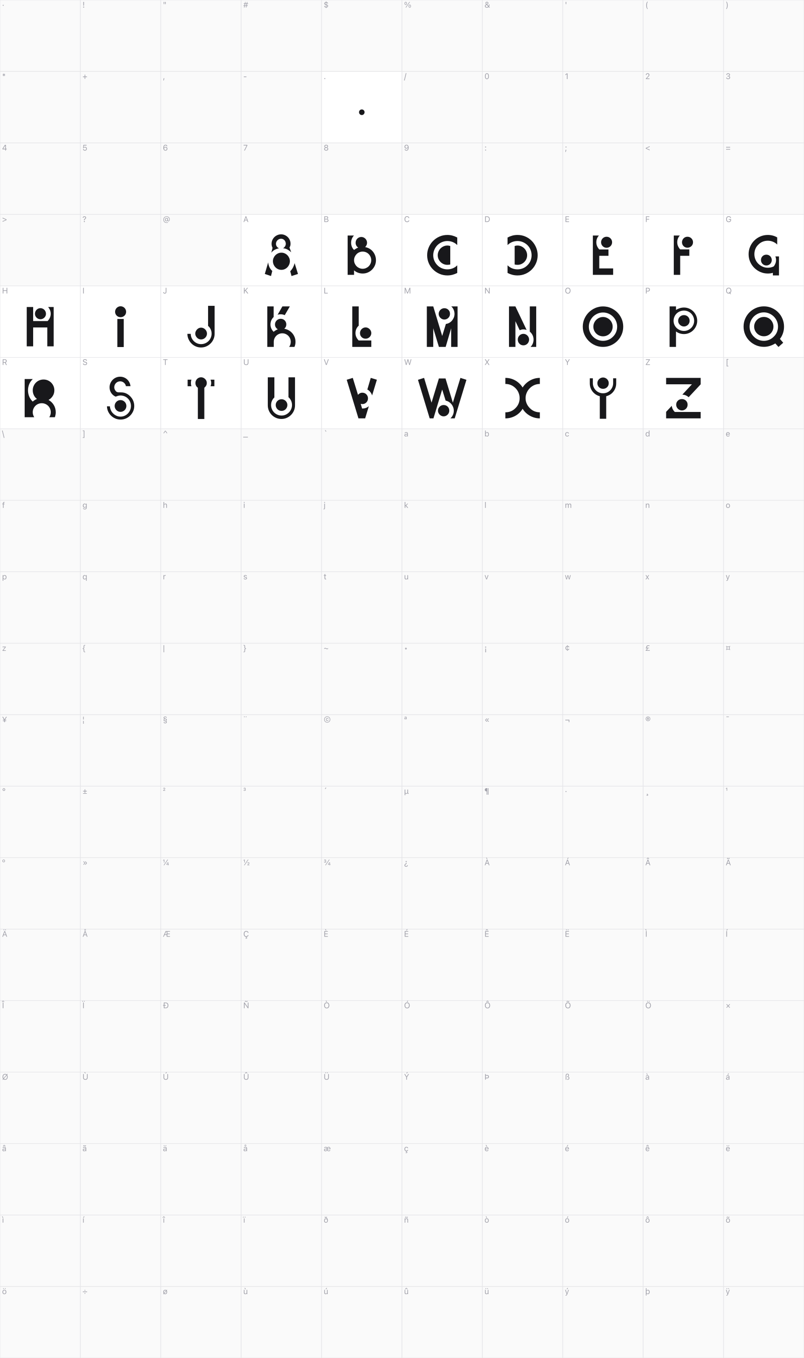 Snail glyph table