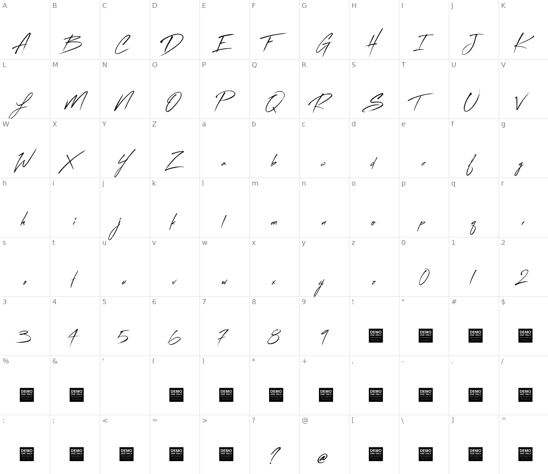 Character set for Flash Back